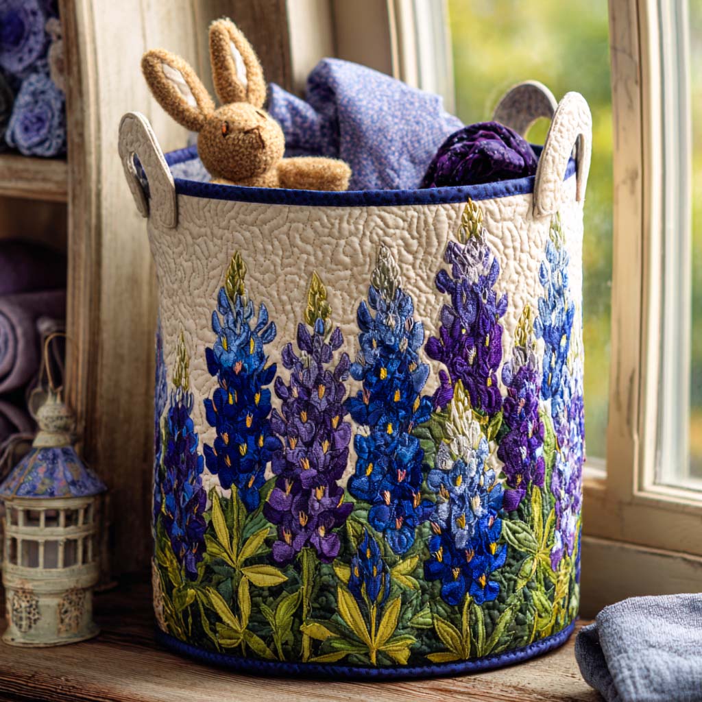 Pad van Blauwe Bloemen | Gevoerde Opbergmand