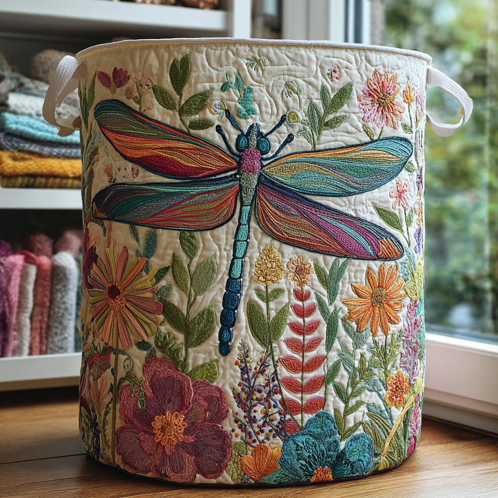 Libelle en Bloemen | Gevoerde Opbergmand